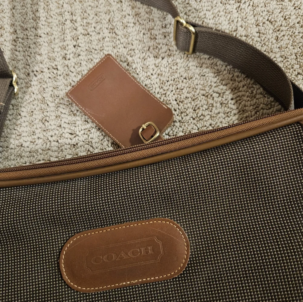 Vintage Coach Transatlantic Leatherware Brown Tan Travel Garment Bag D7G-0552 - Picture 4 of 6